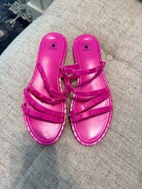 Shade & Shore Bright Fuchsia Studded Slide Sandals